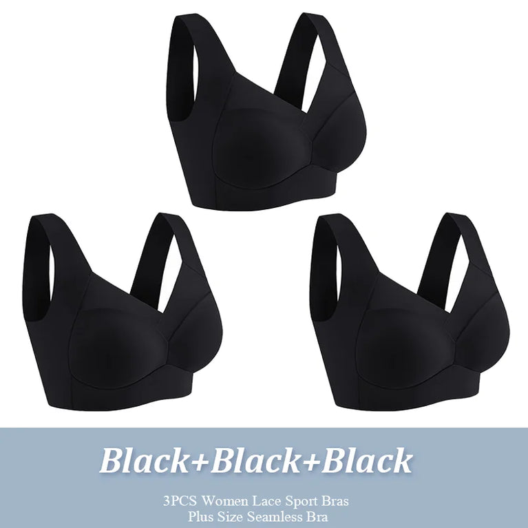Seamless Lace Sport Bra – Wireless Push-Up Comfort