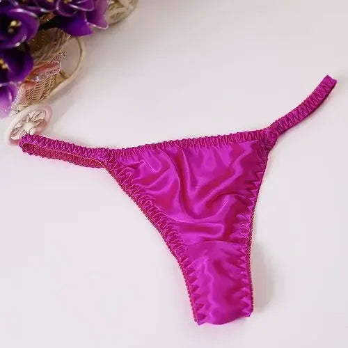 100% Pure Mulberry Silk G-String – Breathable Low-Rise Luxury Thong for Women