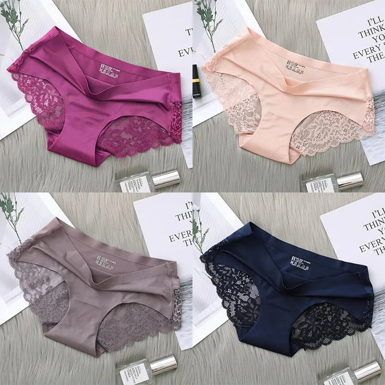 Silk-Satin Lace Briefs | Sexy Seamless Plus Size Lingerie