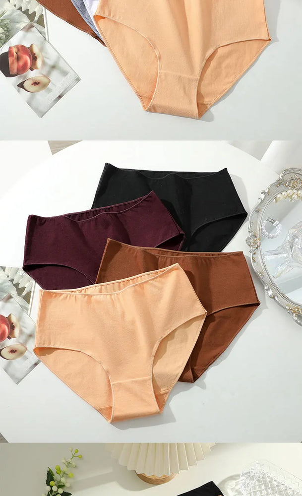 Comfort Cotton Panties (4-Pack) – Mid-Rise Seamless Breathable Briefs
