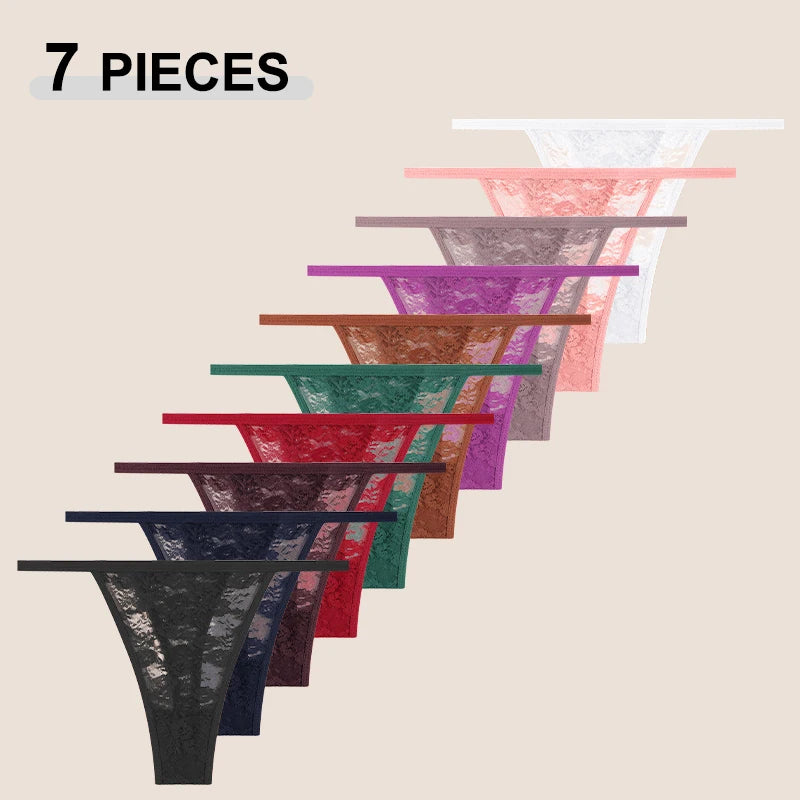 7pc Lace G-Strings | Floral Low-Rise Sexy Thongs