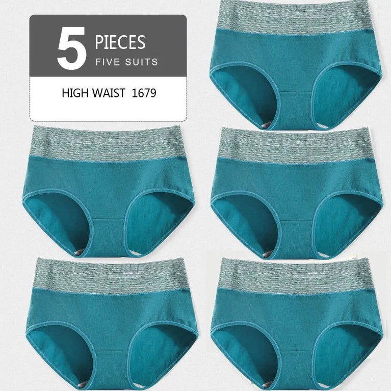 5pc High-Waist Cotton Briefs | Seamless Body Shaper Set