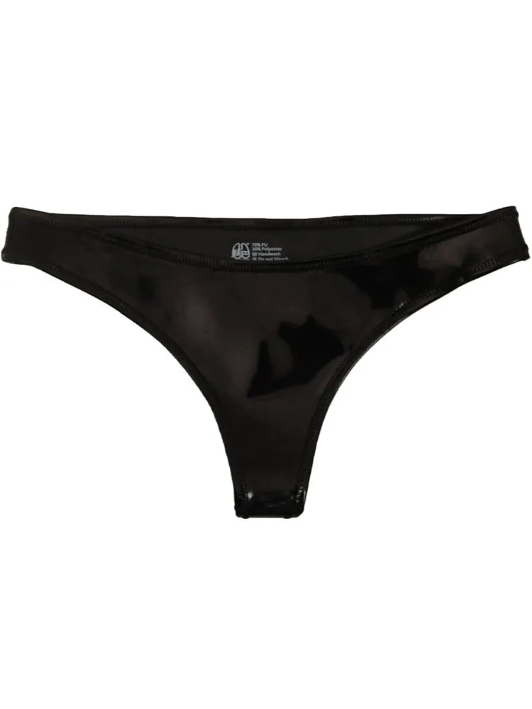 Reversible PU Leather Bikini Briefs – Wet Look Shiny & Matte Dual-Finish Low-Rise Sexy Panties