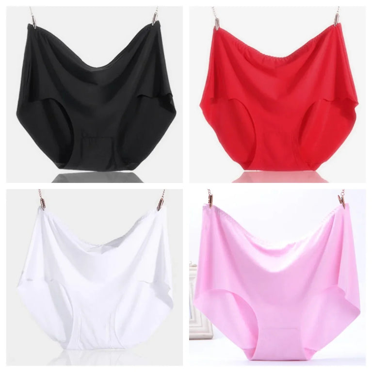 Ice Silk Plus Size Seamless Boyshorts (4-Pack) – Ultrathin Cooling Comfort