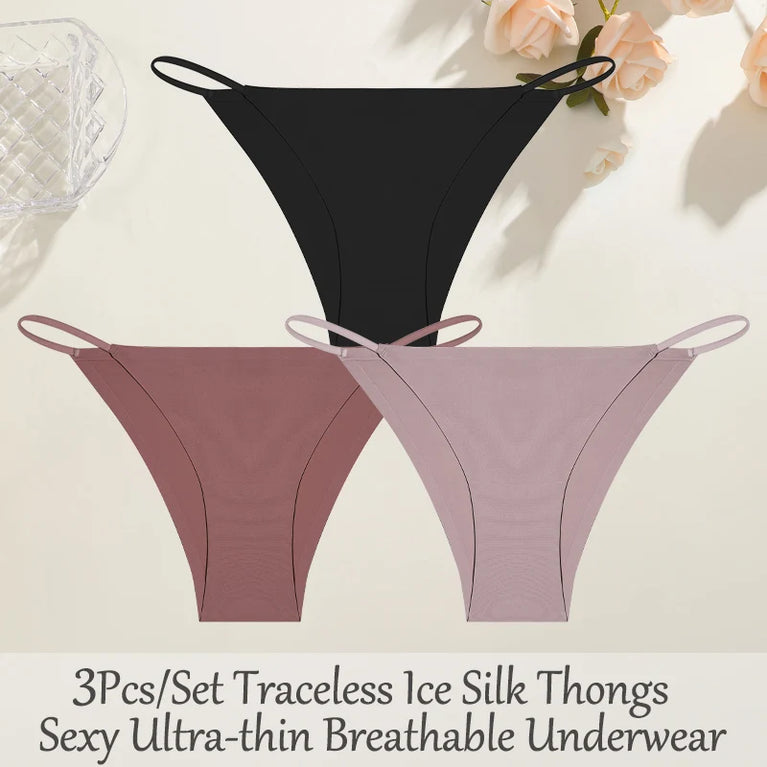 3pc Bikini Set | Low-Waist Traceless Brazilian Briefs