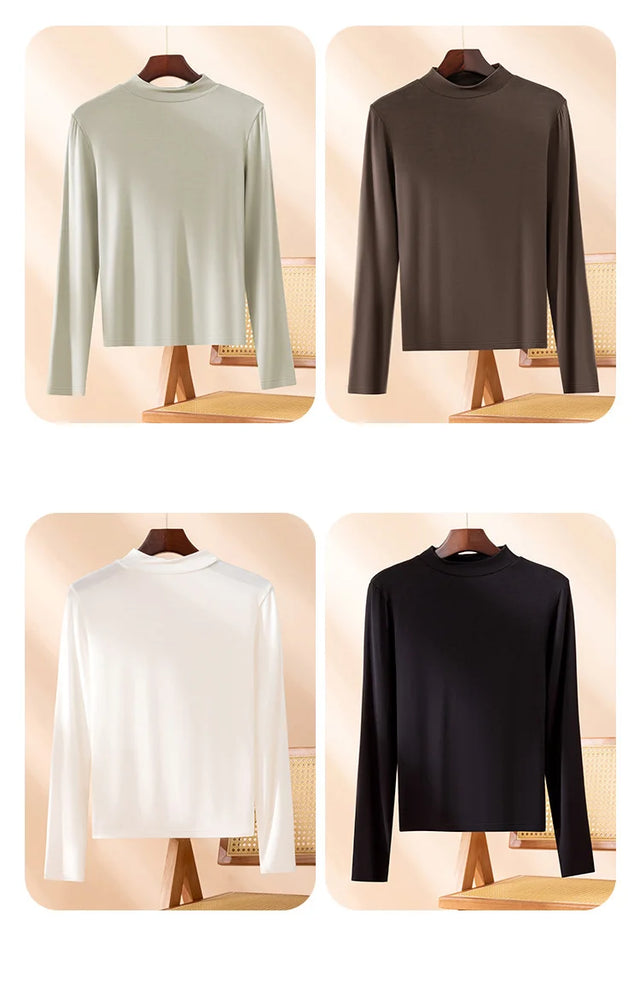Women’s Half-High Collar Thermal Top | Silky Viscose Base Layer