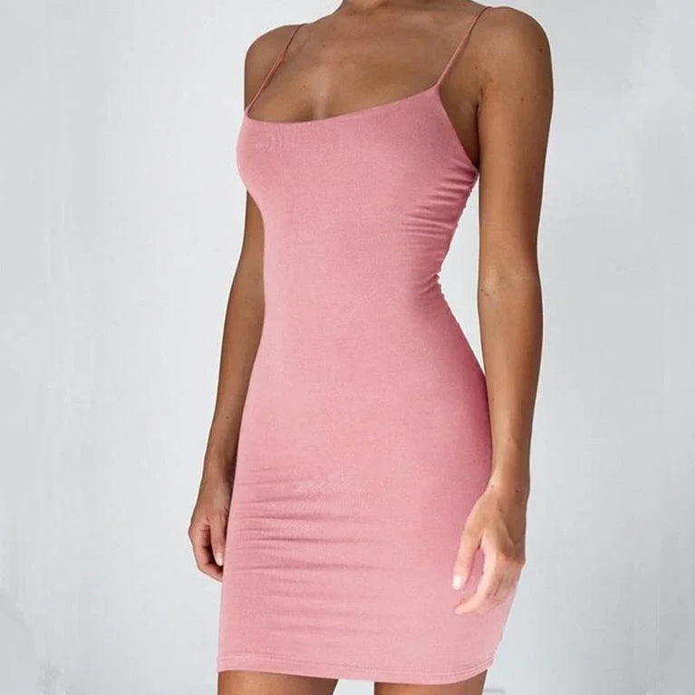 Sexy Spaghetti Strap Mini Bodycon Slip Dress Summer Club Outfit