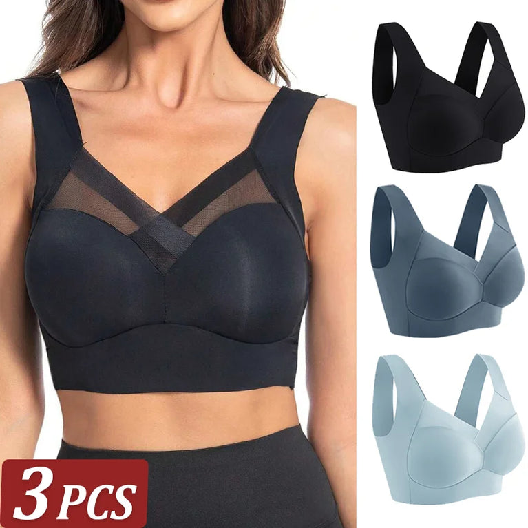 Seamless Lace Sport Bra – Wireless Push-Up Comfort
