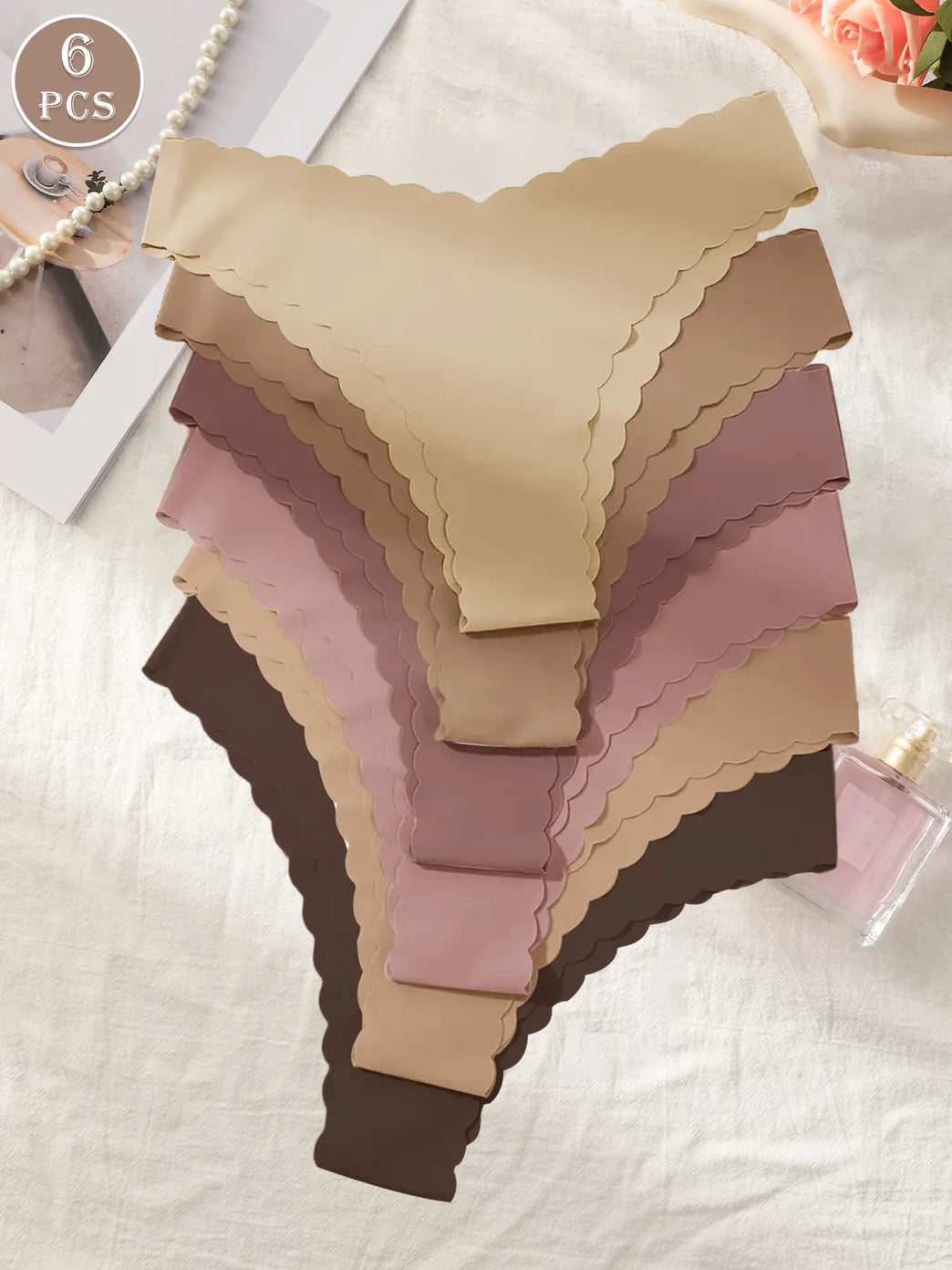 6pc Seamless Wavy Edge Briefs | Sexy Soft Triangle Panties