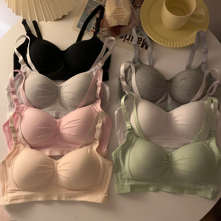 Pure Cotton Wireless V-Neck Bra | Anti-Sagging Comfort