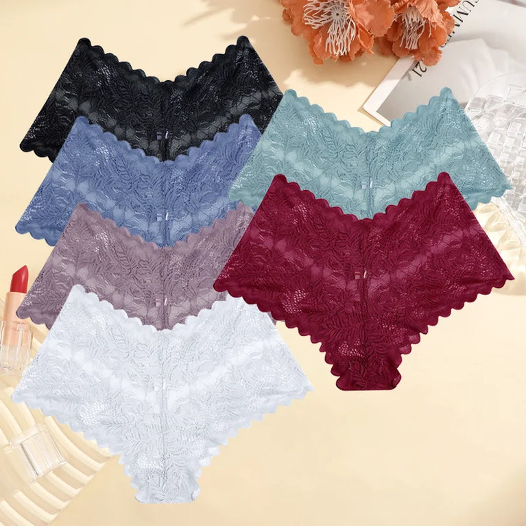 6pc Floral Lace Boyshorts | Sexy Low-Waist Briefs