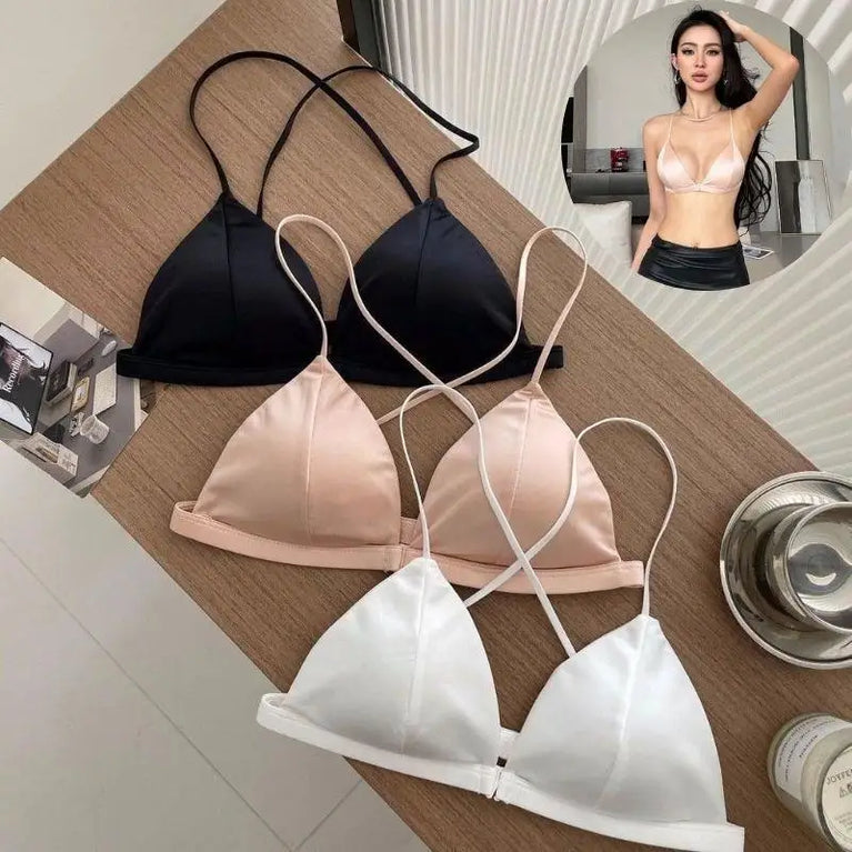 French Satin Front-Buckle Bra | Seamless Small-Bust Push-Up