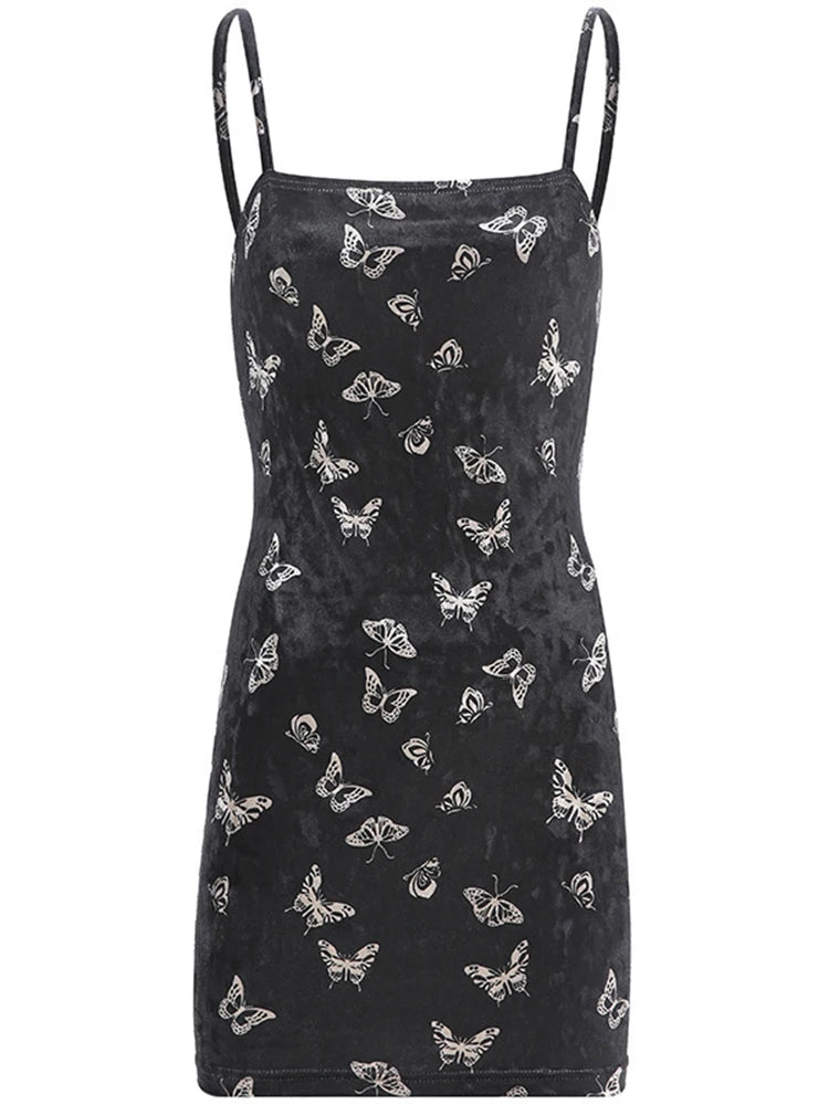 Gothic Spaghetti Strap Slip Dress Mini A-Line Summer Outfit