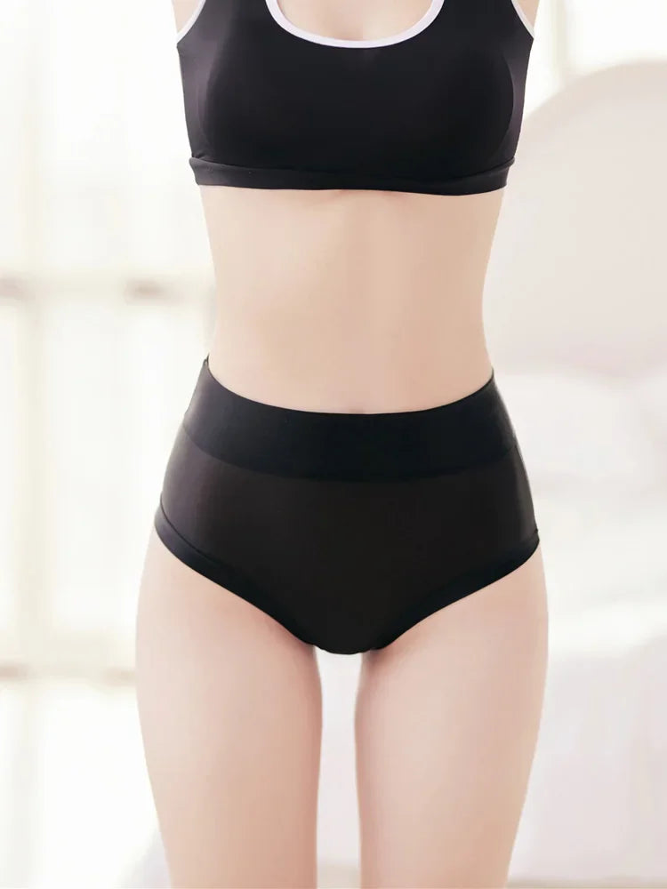 Oil Glossy Sheer High-Waist Briefs – Sexy Ultra-Thin Yoga & Beachwear Panties
