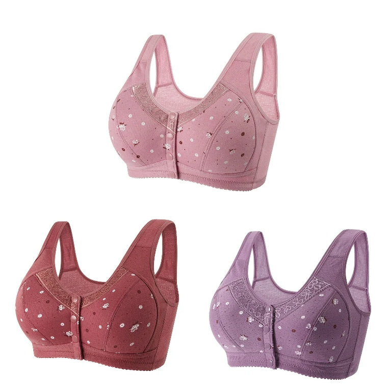 Front-Closure Seamless Bra Set – Wireless Sexy Lace Support