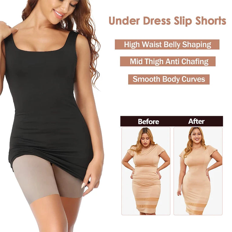 Seamless Hi-Waist Safety Boyshorts | Anti-Chafing Tummy Control Underwear