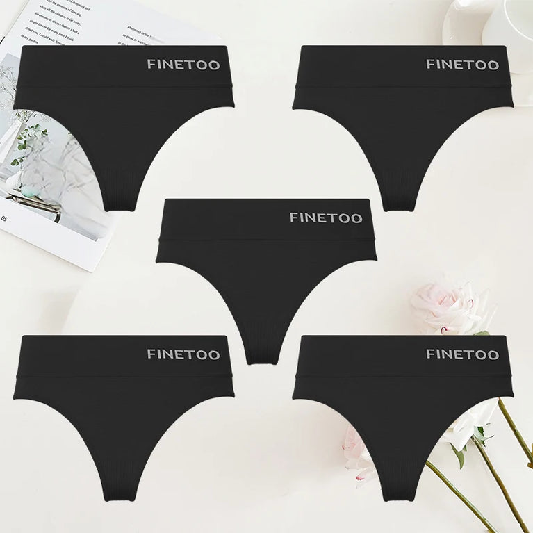 5-Pcs High-Waist Stretchy Thongs – Breathable Seamless G-String Set for Women (M-2XL)