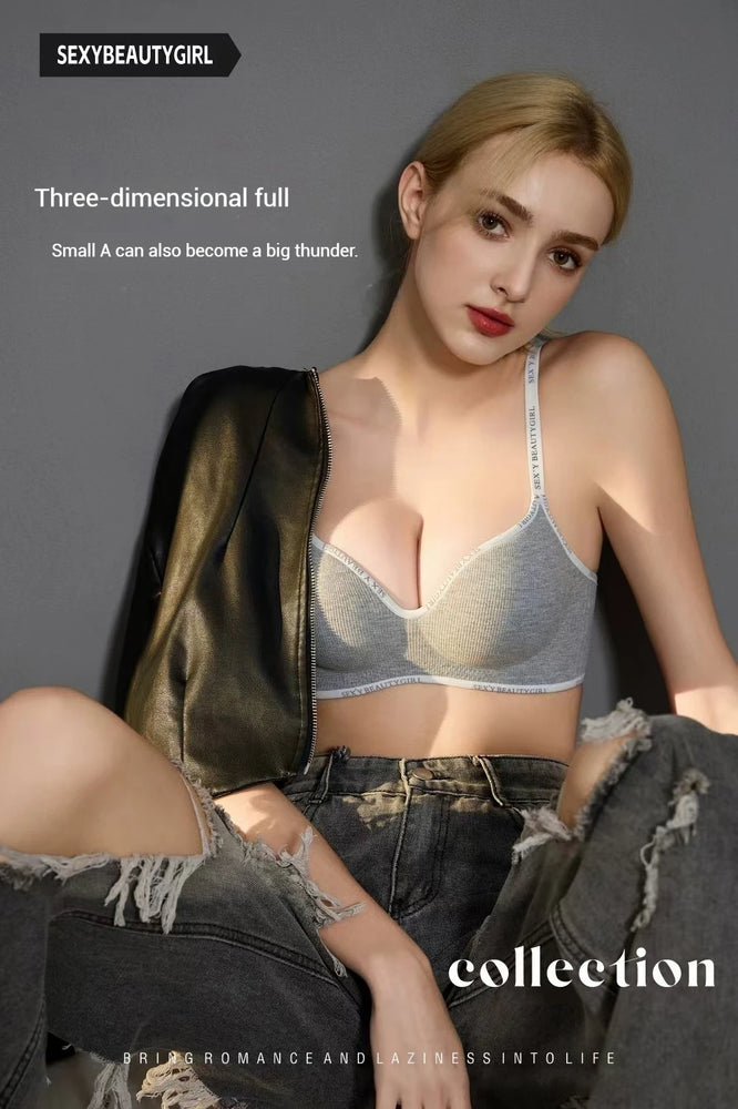 All Of Me Letter Strap Push-Up Bra | Wireless Plunge Support