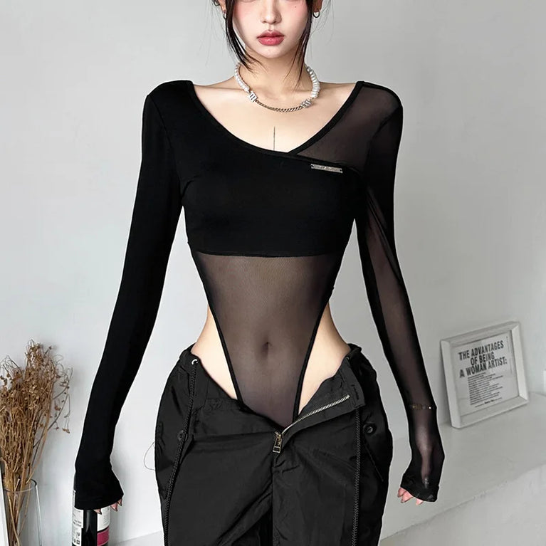 Long Sleeve Bodysuit | Sexy V-Neck Bodycon