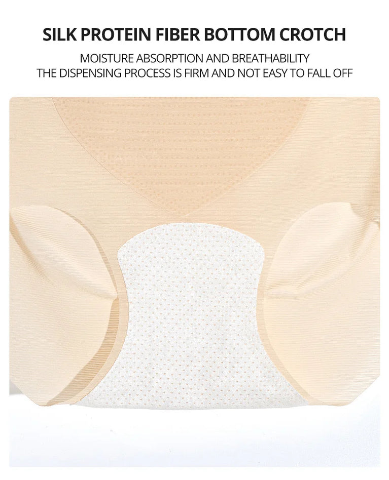 Seamless High-Waist Briefs (3-Pack) – Breathable Ice Silk & Silk Protein Shapewear