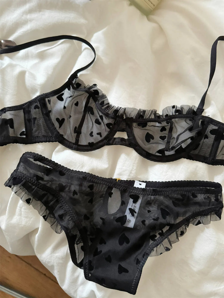 Geometric Lace Push Up Bra & Brief Set – Sexy Underwire Lingerie
