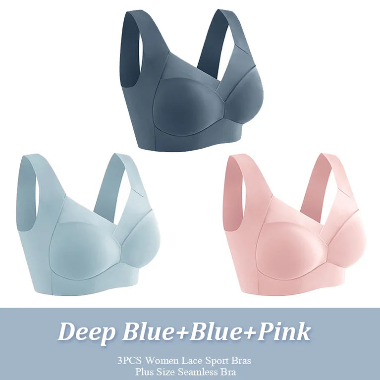 Seamless Lace Sport Bra – Wireless Push-Up Comfort