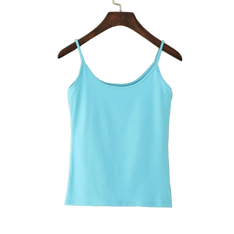 Women's Solid Color Sleeveless Slim Camisole Short Tops Vest
