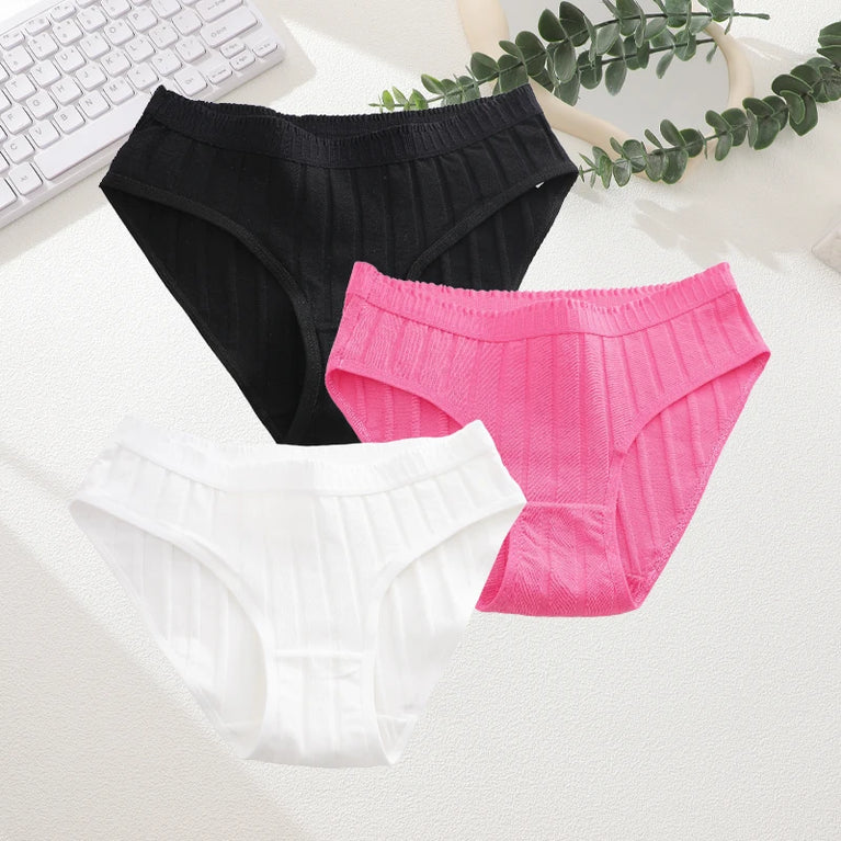 3pc Breathable Cotton Briefs | Low-Waist Dopamine Summer Set