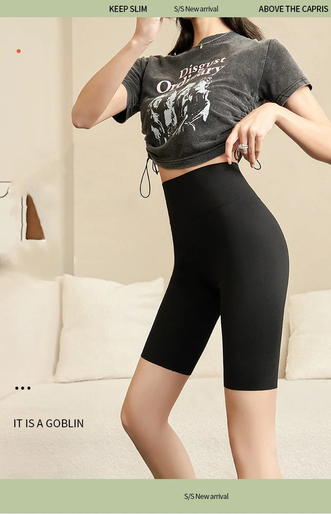Summer Shark Biker Shorts | High-Waist Performance Knee Leggings