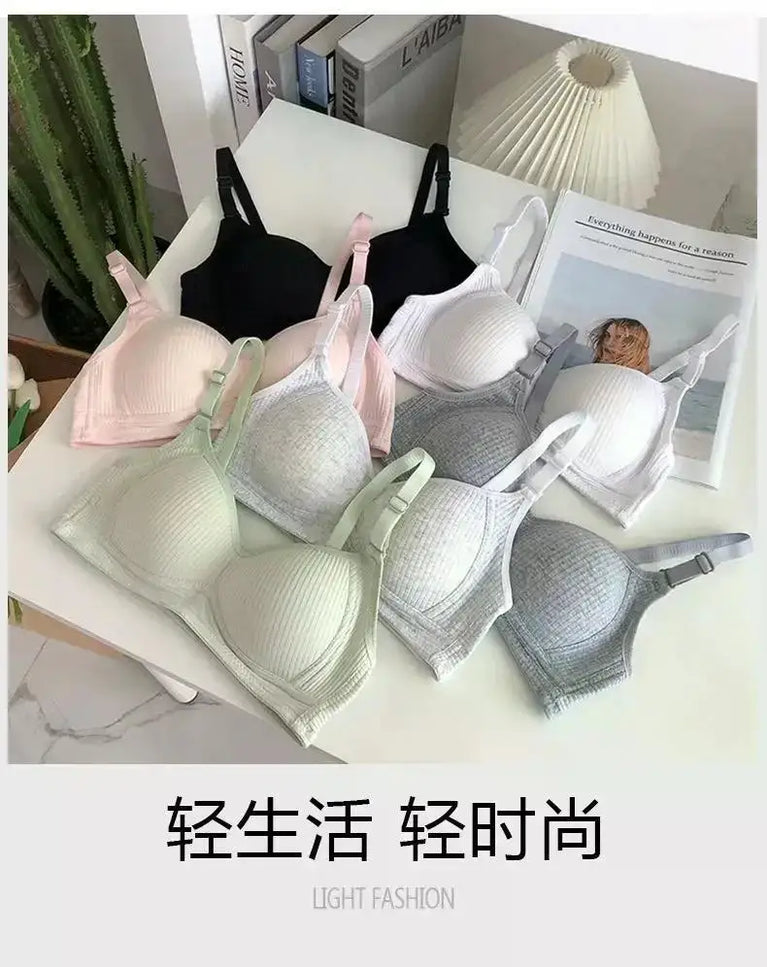 Seamless Cotton V-Neck Bralette | Wireless Summer Push-Up