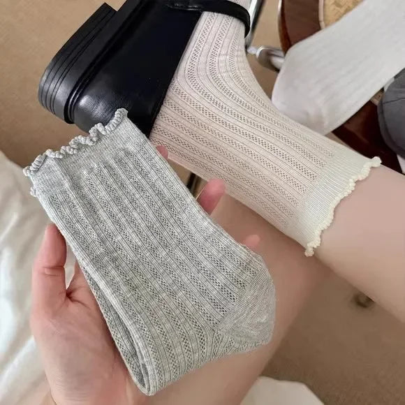 Women Hollow Out Loose Cotton Socks Breathable Summer Style