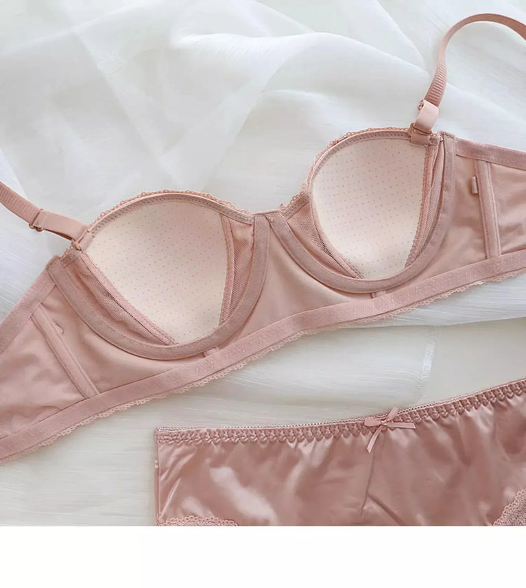 Luxury Satin Deep V Bra | Soft Steel-Free Push-Up Lingerie