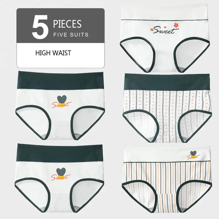 5pc High-Waist Cotton Briefs | Lace Body Shaper Set