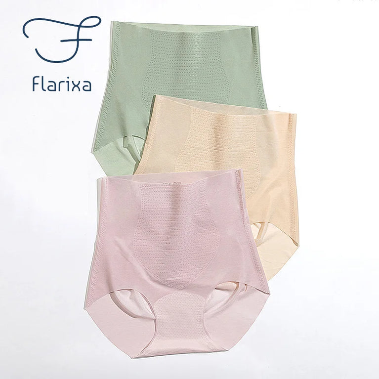 Seamless High-Waist Briefs (3-Pack) – Breathable Ice Silk & Silk Protein Shapewear