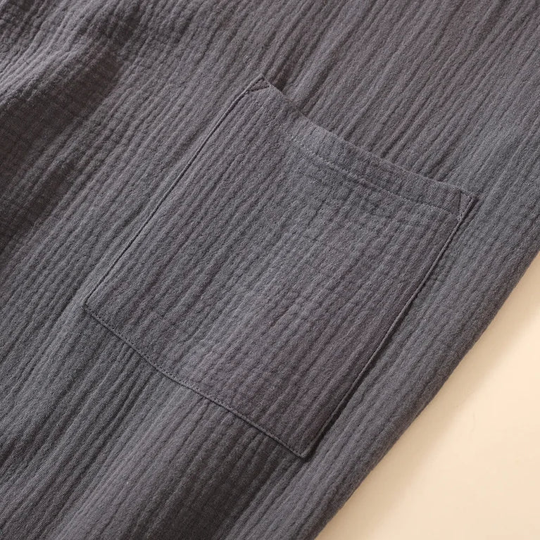 2026 Japanese Style 100% Cotton Crepe Robe – Breathable Summer Couple’s Kimono Bathrobe & Thin Sleeping Gown