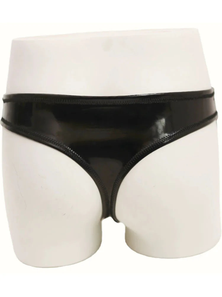 Reversible PU Leather Bikini Briefs – Wet Look Shiny & Matte Dual-Finish Low-Rise Sexy Panties