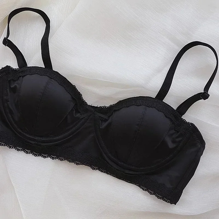 Luxury Satin Deep V Bra | Soft Steel-Free Push-Up Lingerie