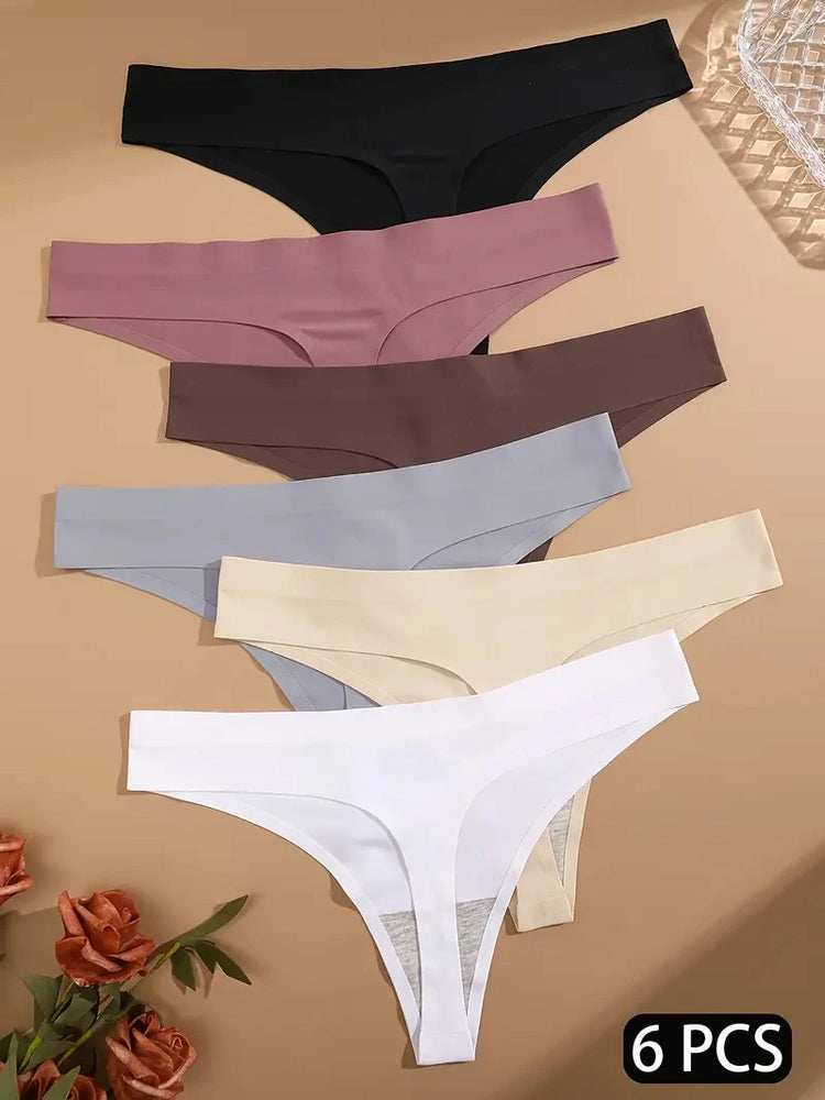Ice Silk Seamless Thongs (6-Pack) – Low-Rise Breathable G-Strings