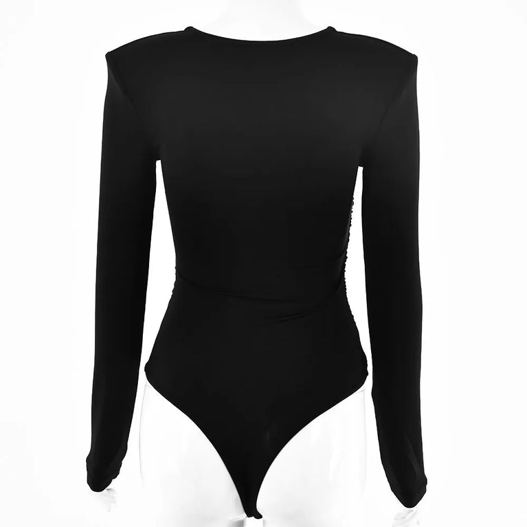 Long Sleeve Square Neck Bodysuit | Streetwear Bodycon Basic