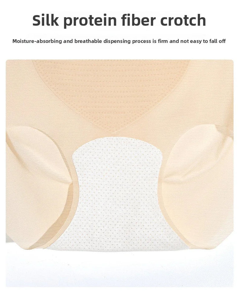 High-Waist Ice Silk Seamless Briefs – Ladies Summer Fitness Underwear