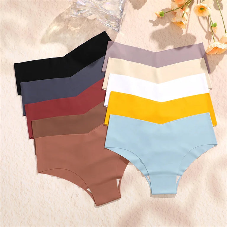 Seamless V-Waist Briefs (4-Pack) – Ice Silk Low-Rise Invisible Panties