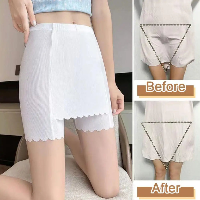 Ice Silk Seamless Safety Shorts | Double-Layer Summer Bloomers