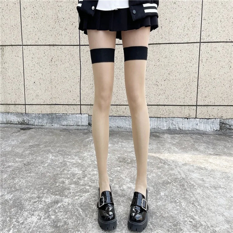 Women Over The Knee Lace Thigh High Socks Transparent Hosiery