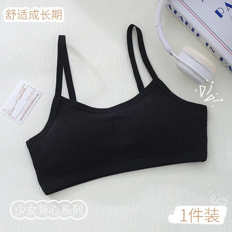 Ribbed Cotton Training Bra | Soft Girls' Sports Vest