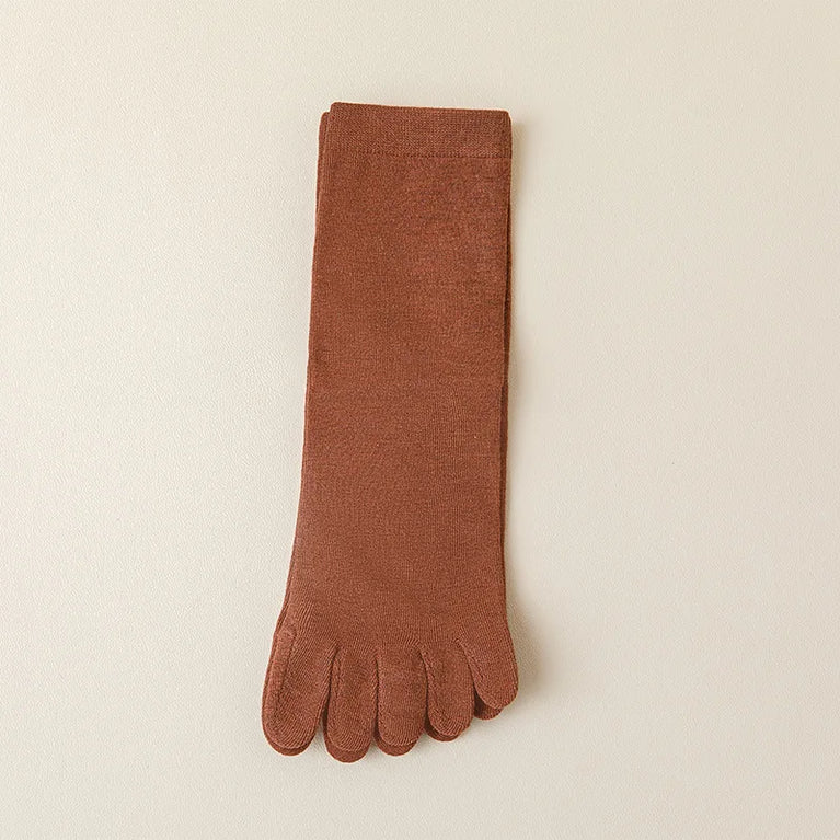 Women Cotton Five Toe Breathable Middle Tube Casual Socks