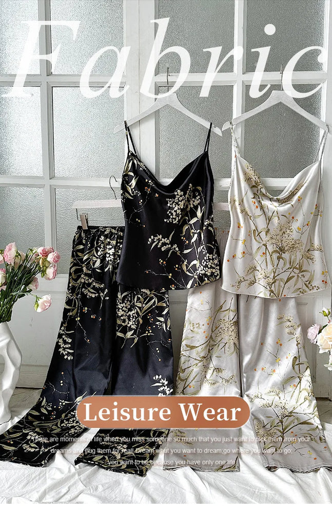 Women’s Sexy V-Neck Pajama Set | Sleeveless Cami & Pants