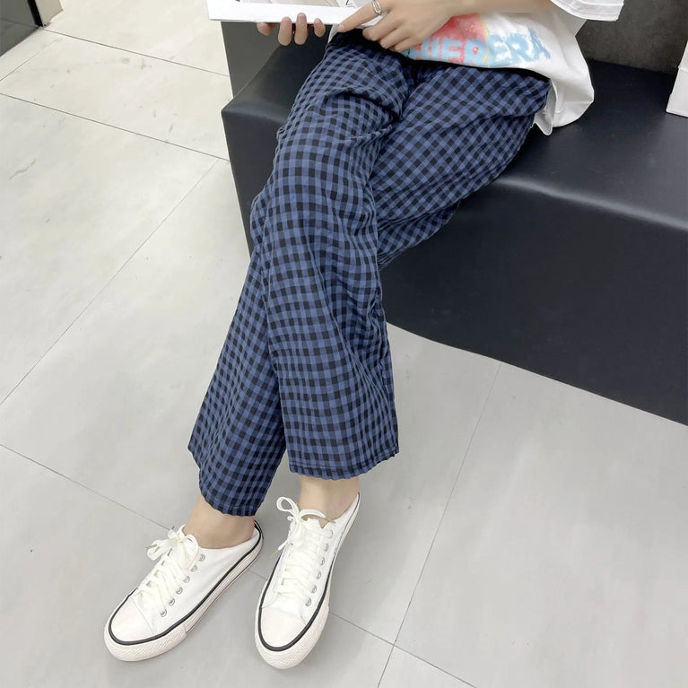 Loose Plaid Pajama Pants | Thin Summer Home Trousers