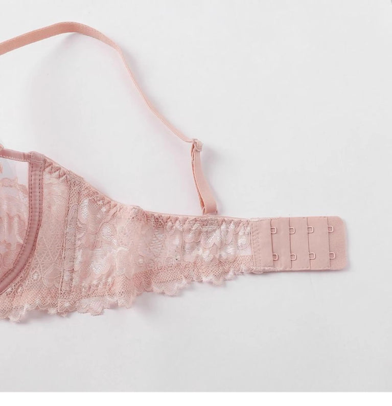 French Floral Lace Bra Set | Ultra-Thin Underwire Minimiser