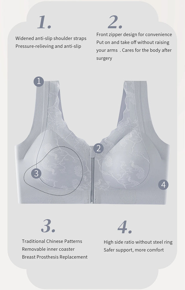 Post-Mastectomy Front-Zipper Bra | Wireless Recovery Fit