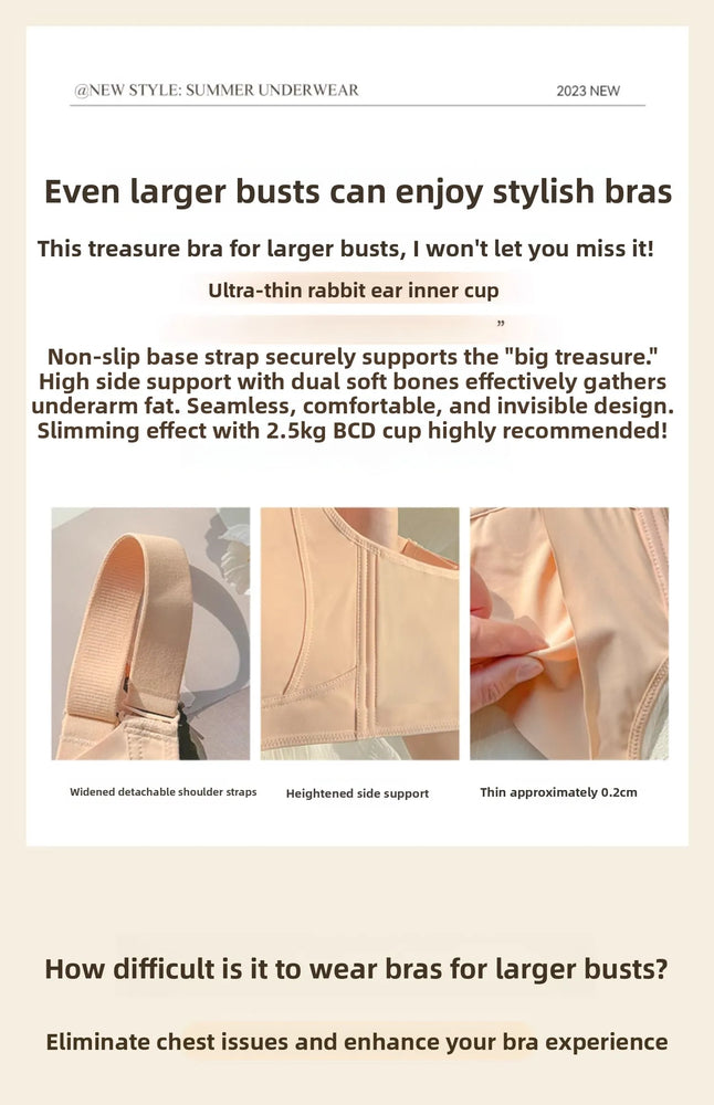 Ultra-Thin Wireless Full-Cup Bra | Sporty V-Neck Summer Fit